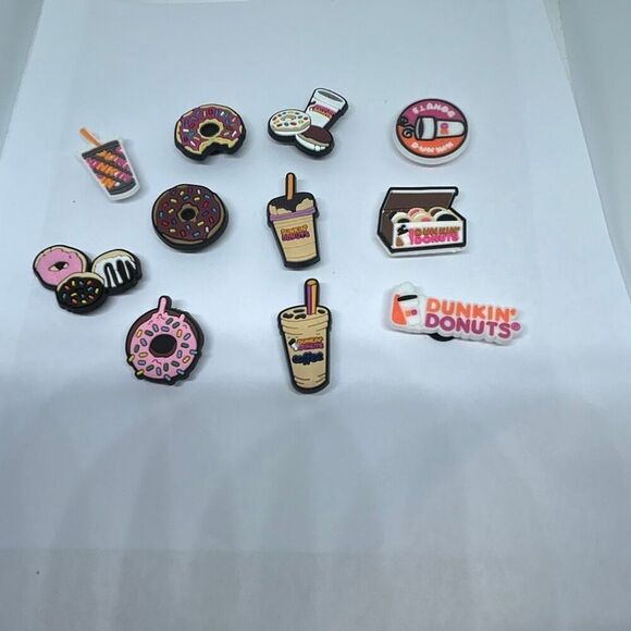 Lot of 11 Dunkin’ Donuts Shoe Charms – Coffee & Donut Theme for Clogs 🍩☕🧡 - Picture 1 of 1